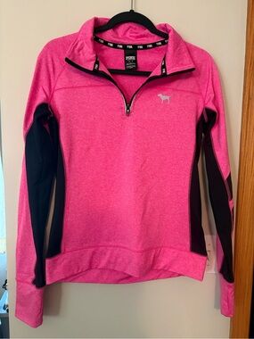 Victoria's Secret PINK Hot Pink Half-Zip Pullover with Black Panels